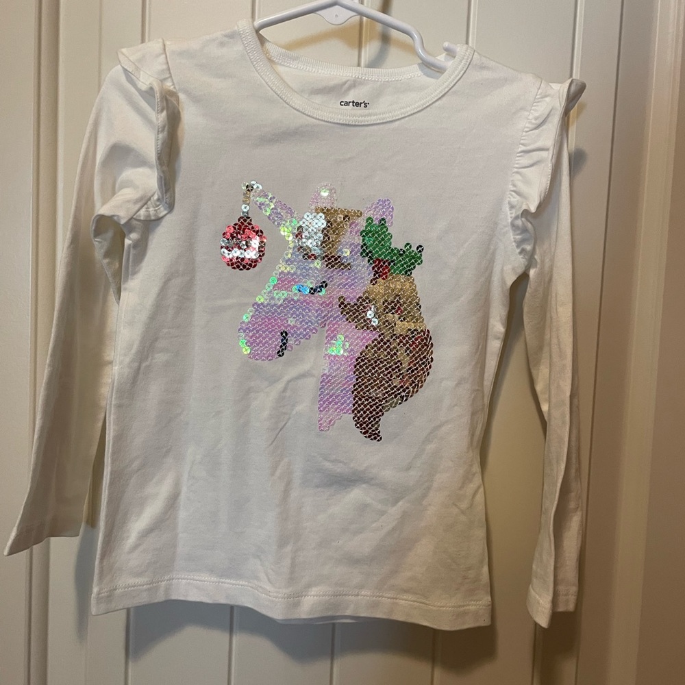 Carter’s Girls Christmas Unicorn Shirt- 3T